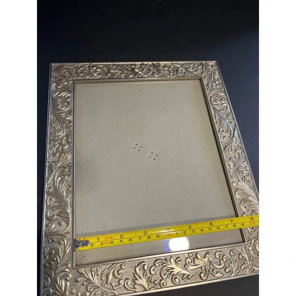 Vintage Silver Ornate Embossed Floral Scroll Picture Frame 8x10 Tabletop Display